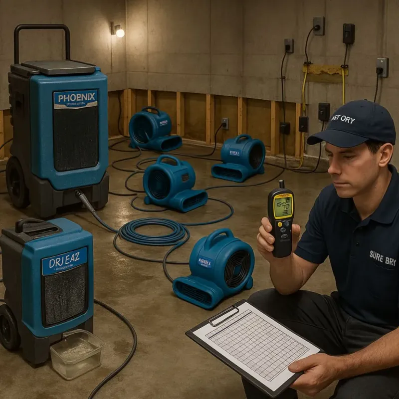 Structural Drying and Dehumidification process in Middleborough Center, MA